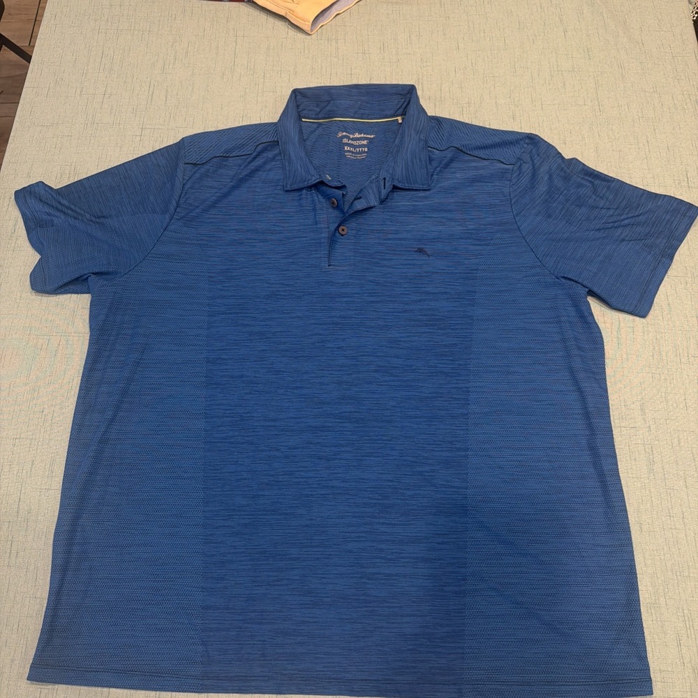 Tommy Bahama IslandZone Mens XXXL Blue Space Dye Performance Golf Polo Shirt